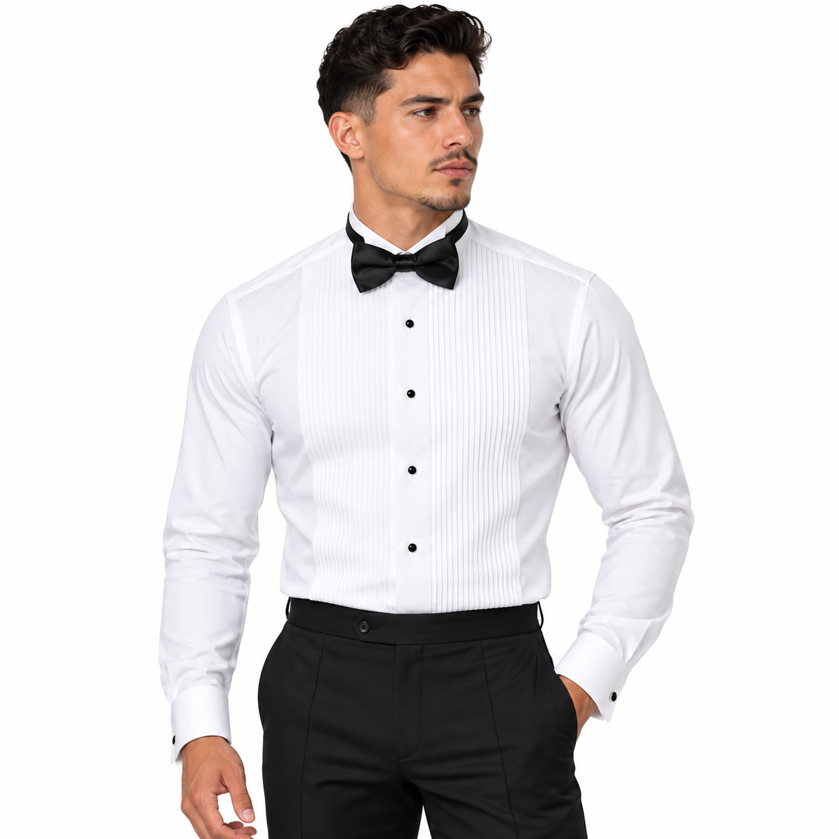 1007T - MARQUIS CLASSIC FIT TUXEDO SHIRT & BLACK BOWTIE