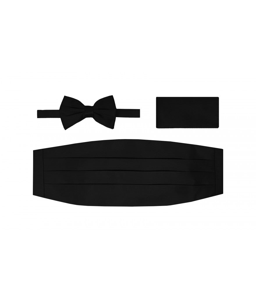 CB10 - SOLID CUMMERBUND, BOWTIE AND HANKY SET