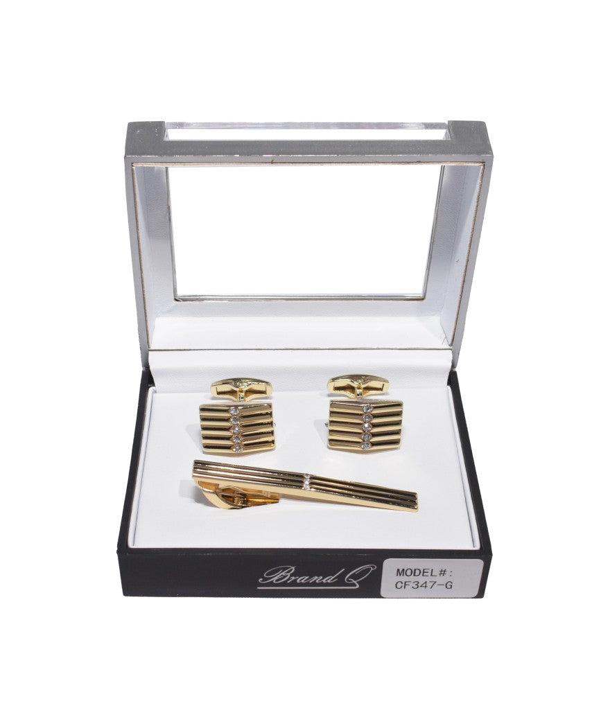 CF347 - CUFFLINKS & STANDARD TIE CLIP