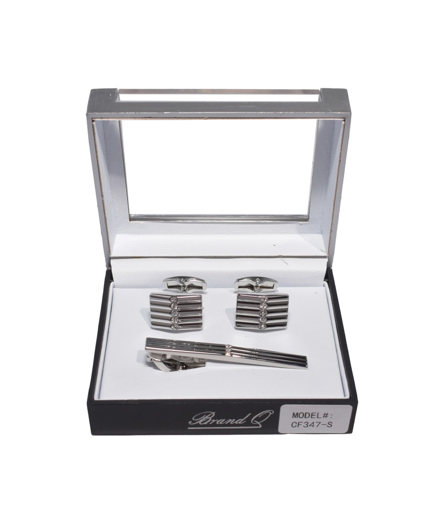 CF347 - CUFFLINKS & STANDARD TIE CLIP