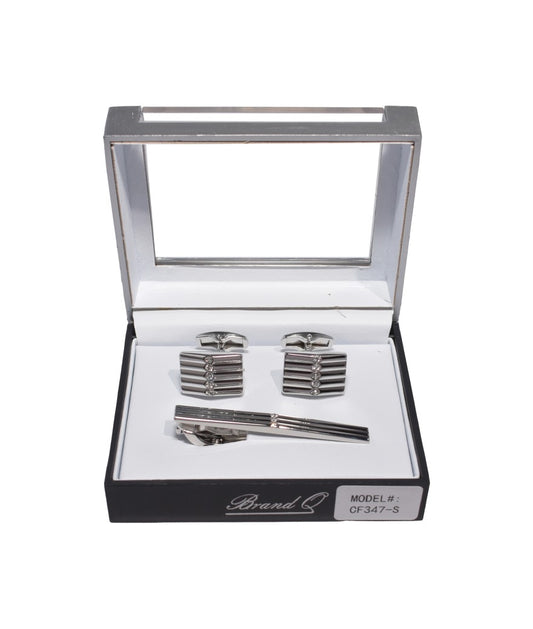 CF347 - CUFFLINKS & STANDARD TIE CLIP