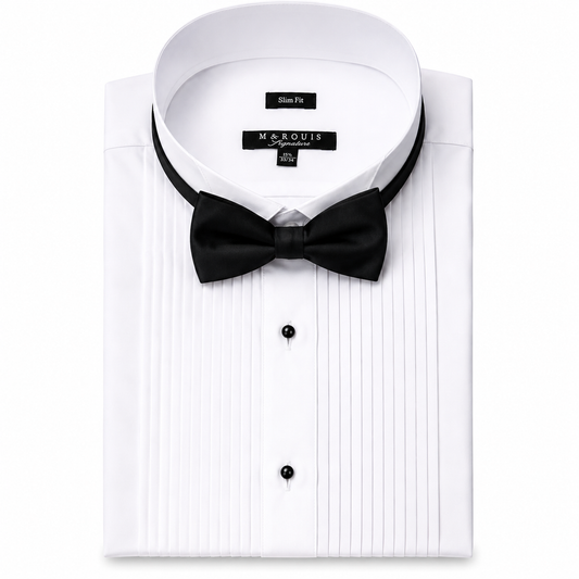 1007SL - MARQUIS SLIM FIT TUXEDO SHIRT & BLACK BOWTIE