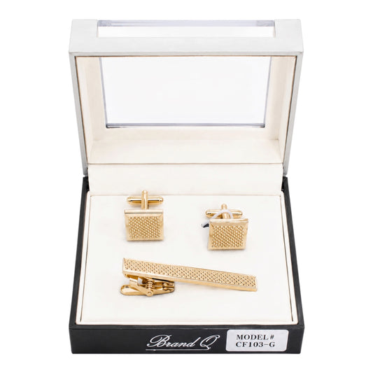 CF103-G CUFFLINKS & STANDARD TIE CLIP