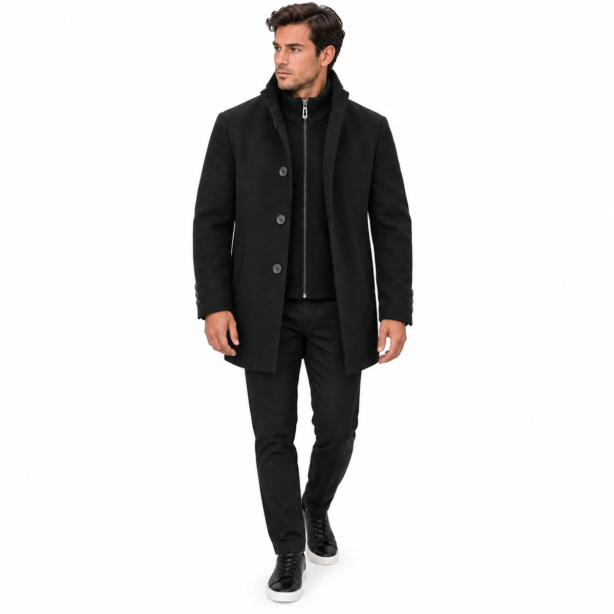 MW2259 DE-NIKO SLIM FIT MID-LENGTH WOOL-BLEND COAT