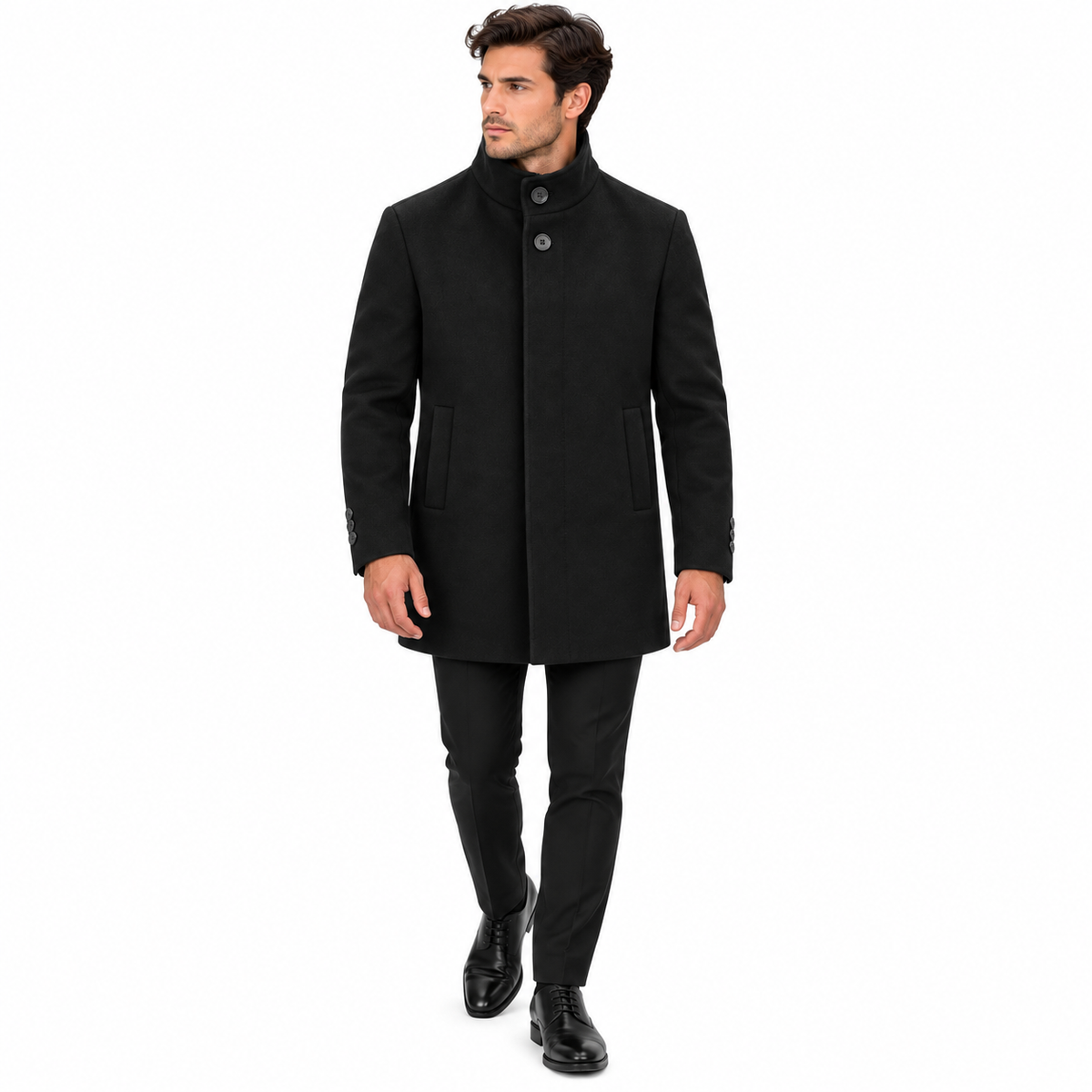 MW2259 DE-NIKO SLIM FIT MID-LENGTH WOOL-BLEND COAT