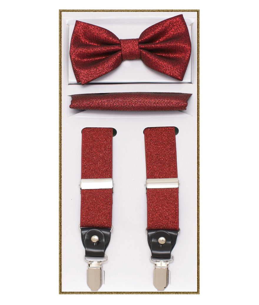 SBH30 - GLITTER SUSPENDER SETS (CONVERTIBLE: CLIP & BUTTON)