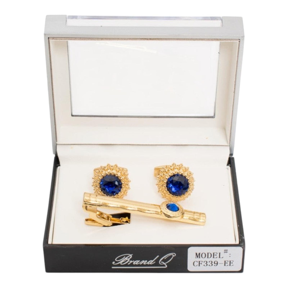 CF339 - GOLD CUFFLINLKS & STANDARD TIE CLIP
