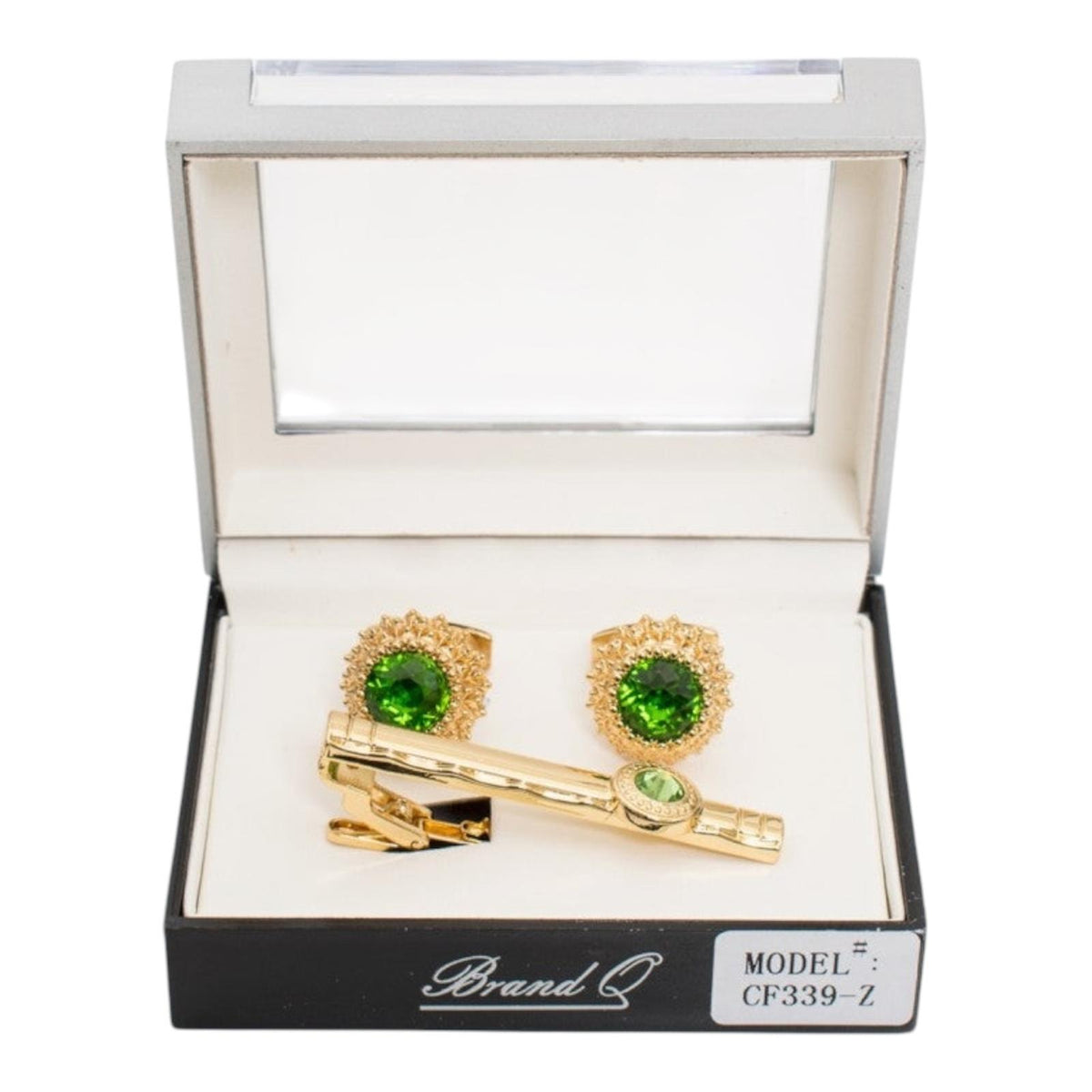 CF339 - GOLD CUFFLINLKS & STANDARD TIE CLIP