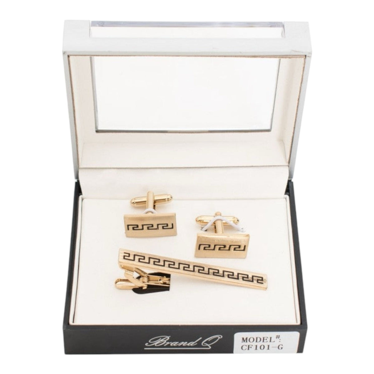 CF101 - GOLD CUFFLINKS & STANDARD TIE CLIP